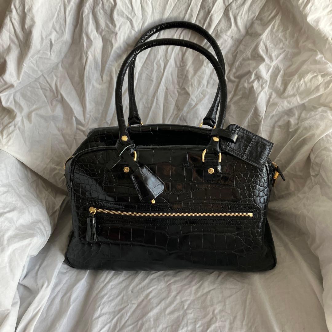 J&M DAVIDSON ブラックハンドバッグ　ボストンバッグ