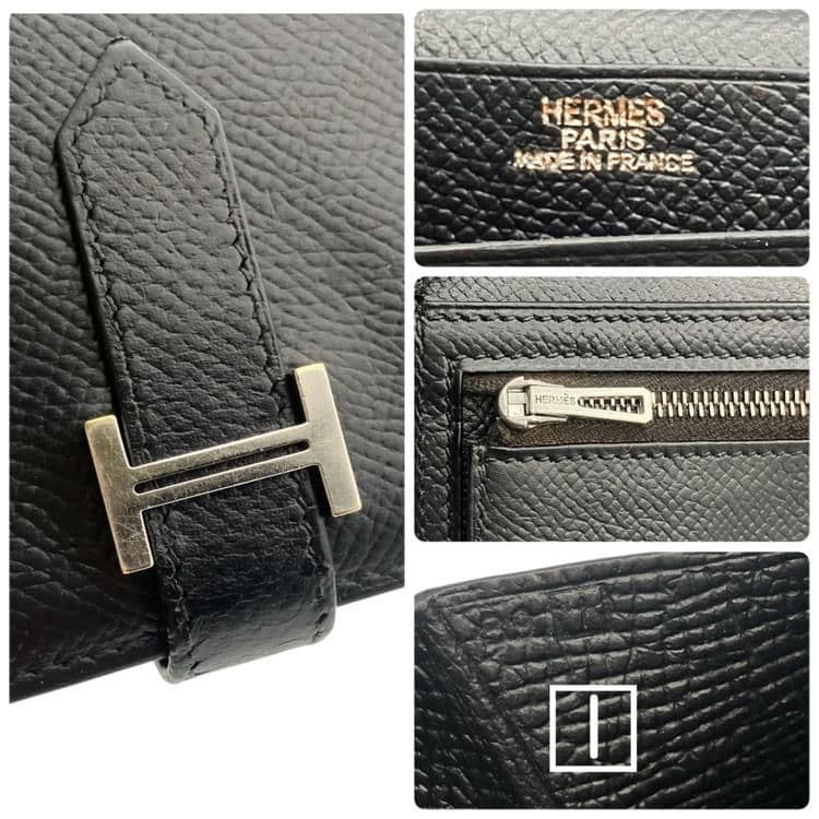 極美品 HERMES エルメス ベアン クラシック 長財布 ▢I刻印 ブラック