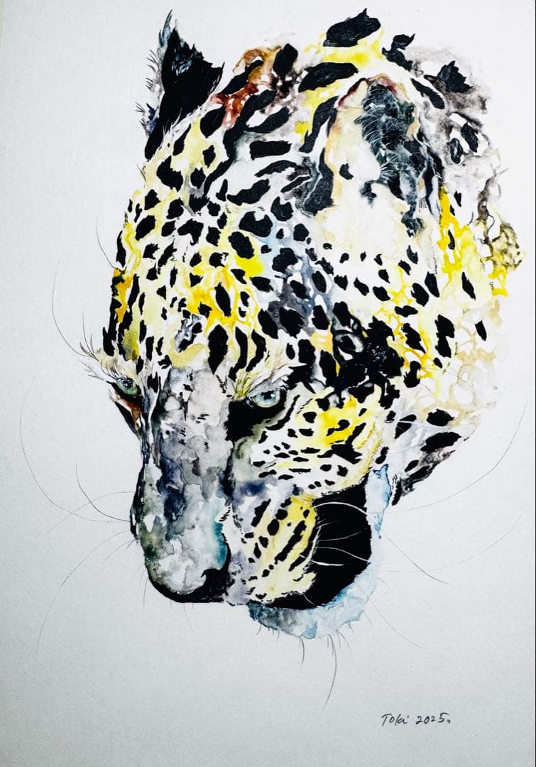 ヒョウ 豹 原画 額装済み