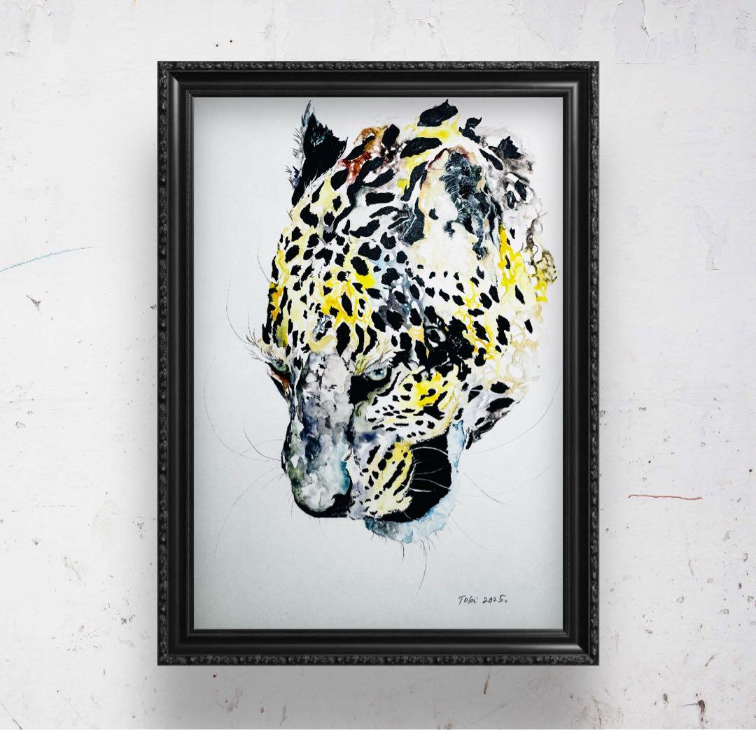 ヒョウ 豹 原画 額装済み
