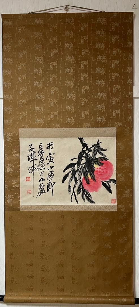 中国画 模写 吳昌碩［桃］紙本　肉筆　木箱無し！