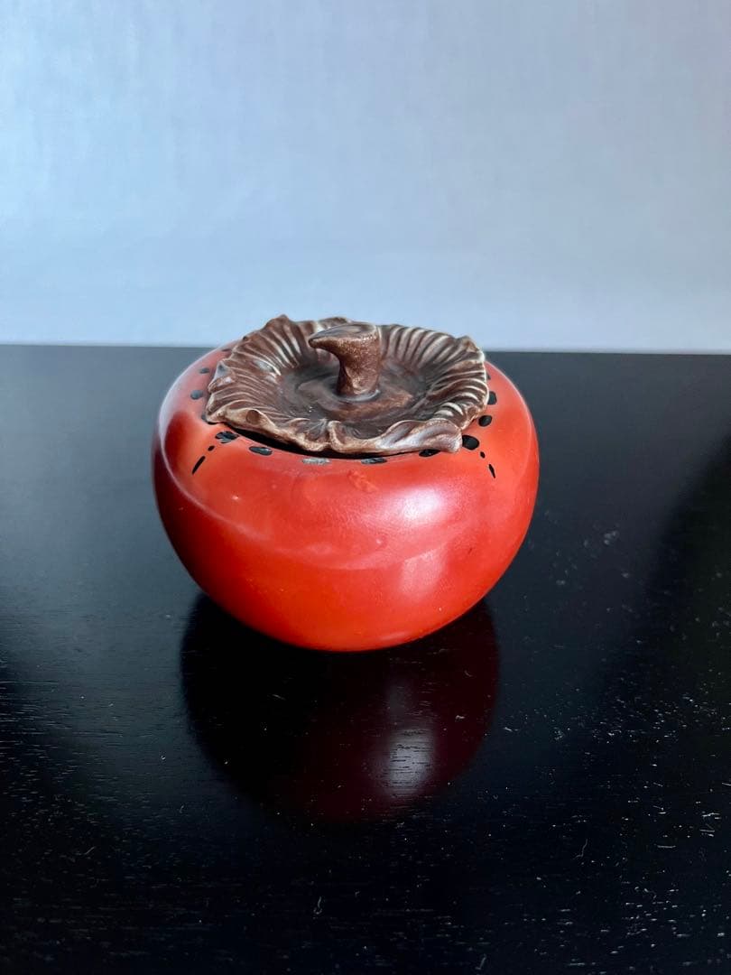 有田焼 閑山 作 柿形 香合 寿仙荘蔵印 茶道具