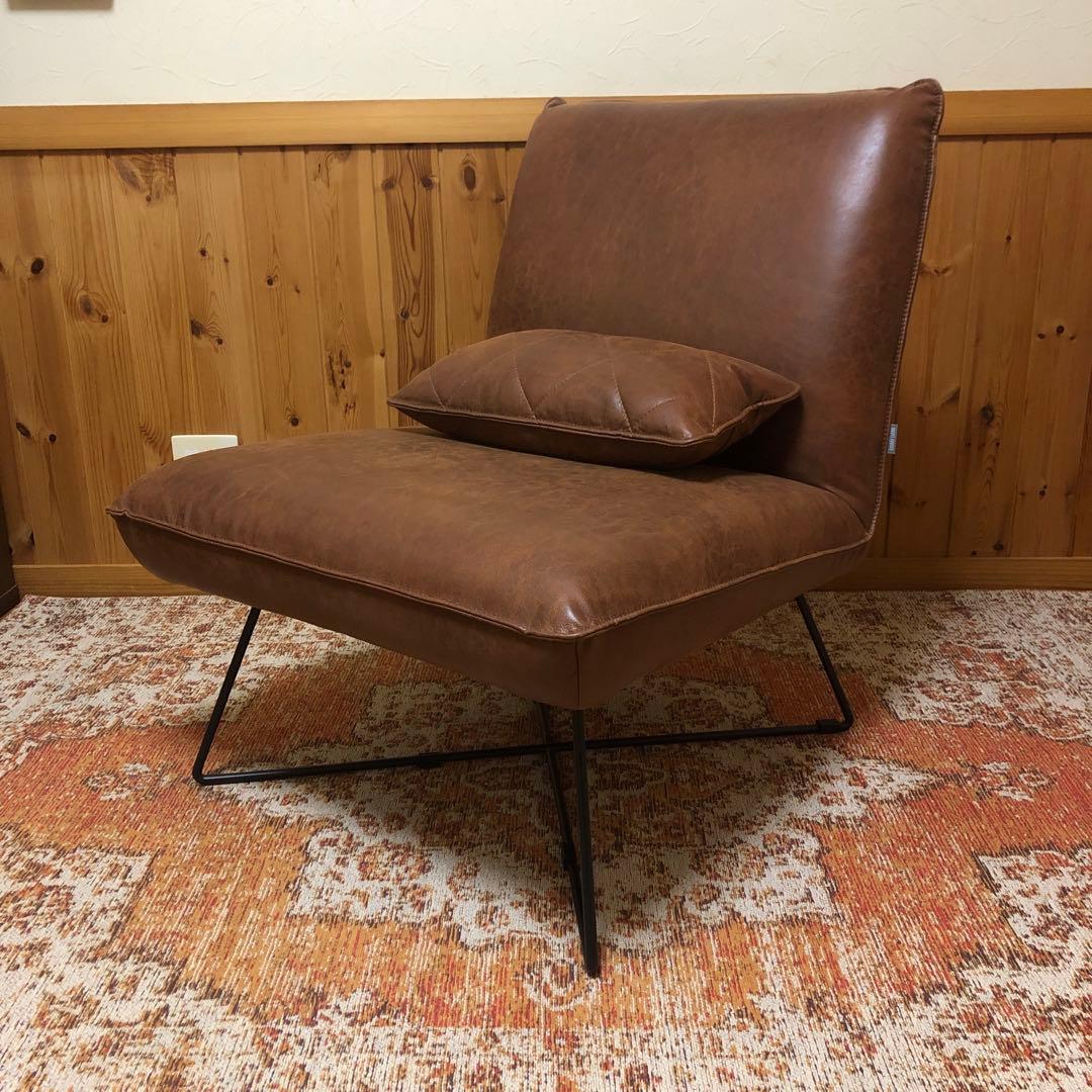 【極美品】ロッコ 1人掛けソファ スーパーレザーテックス アーモンドブラウン