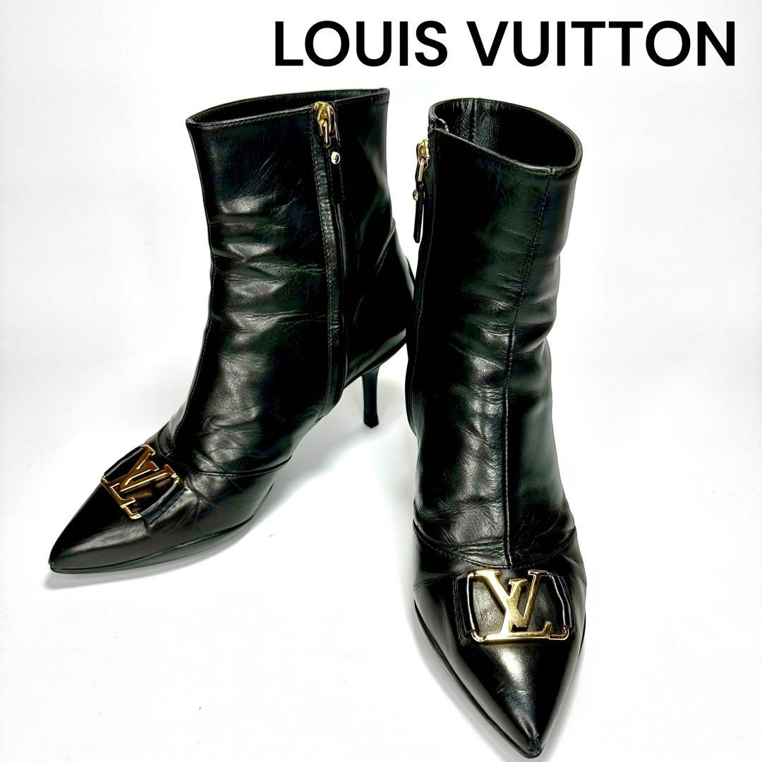 【美品】ルイヴィトン　レザー　ブーツ　ブラック　23.0cm