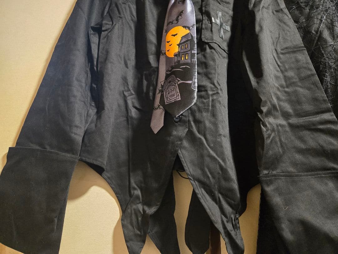 BODYLINE燕尾編み上げブラウス＆蝙蝠ネクタイ＆蜘蛛の巣レーススカートセット