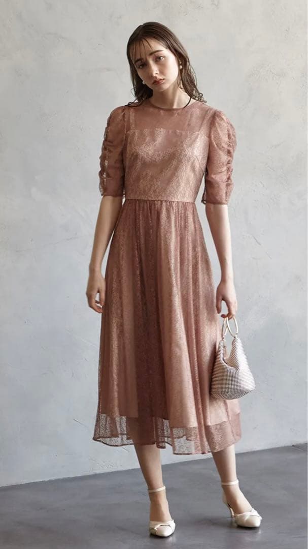 Aimer エメ パーティー ドレス ピンクベージュ S 低身長