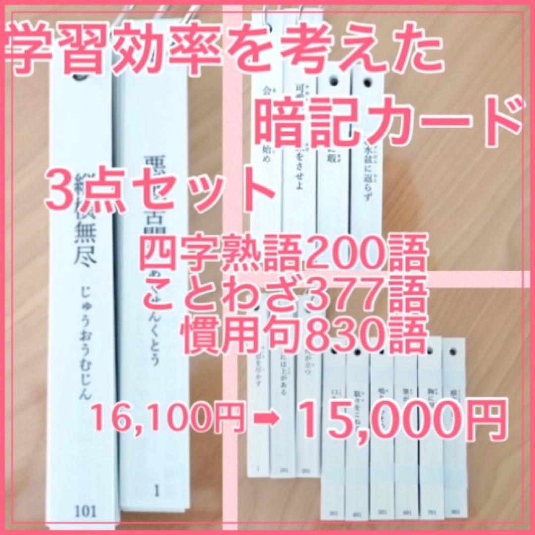 灘中　国語　暗記カード 3点セット　漢字パズル・漢字しりとり(四年生までの漢字)