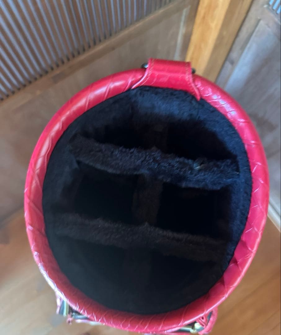 【美品】ディズニー　ミッキー　キャディバッグ　赤