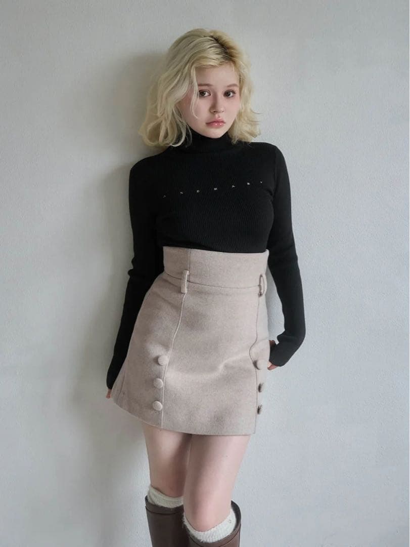 スカート andmary Blair high waist skirt/p.beige M