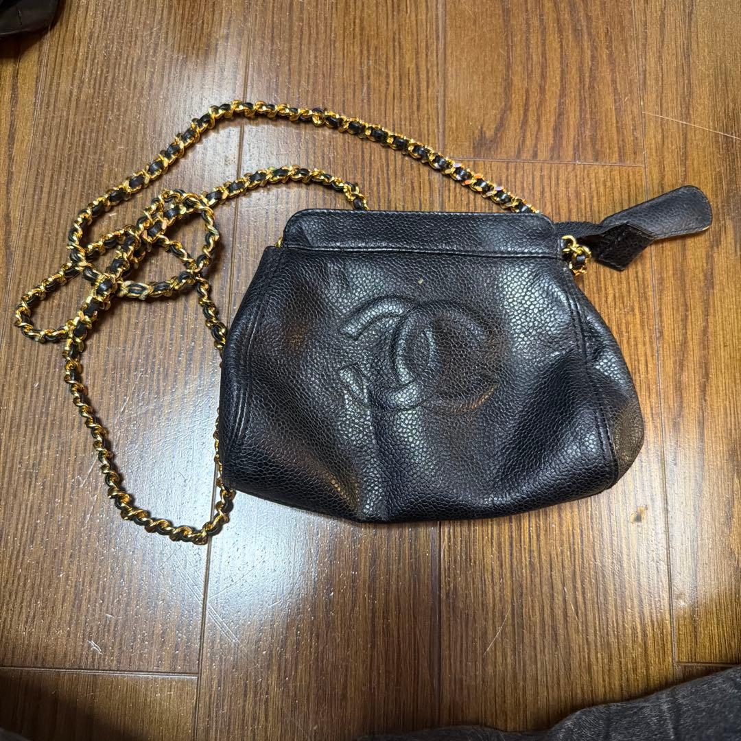 シャネル CHANEL キャビアスキン ミニチェーン ショルダーバッグ