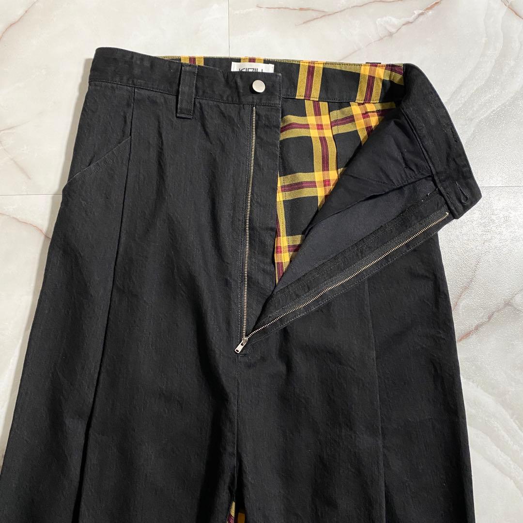 A18069 美品 キディル ドッキングボンテージサルエルパンツ 黒黄 46