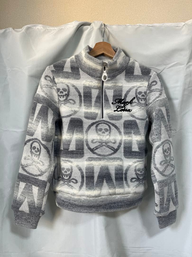 定価5.2万 MARK&LONA 防風 ニットブルゾン 38 スカル 蓄熱