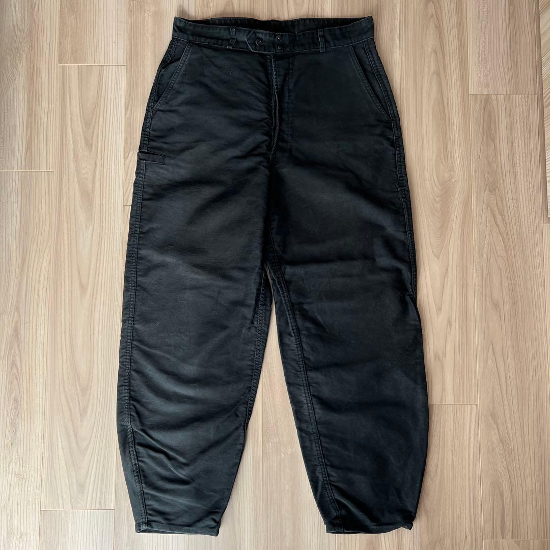 パンツ 80s French vintage black moleskin pants