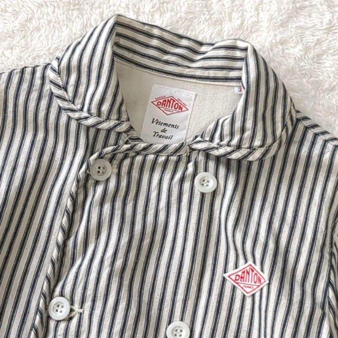 ダントン ヒッコリー 丸襟　コットン　ストライプ　ジャケット アウター　 S