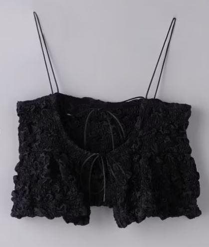 美品 AEWEN MATOPH 黒 シャーリングキャミソール