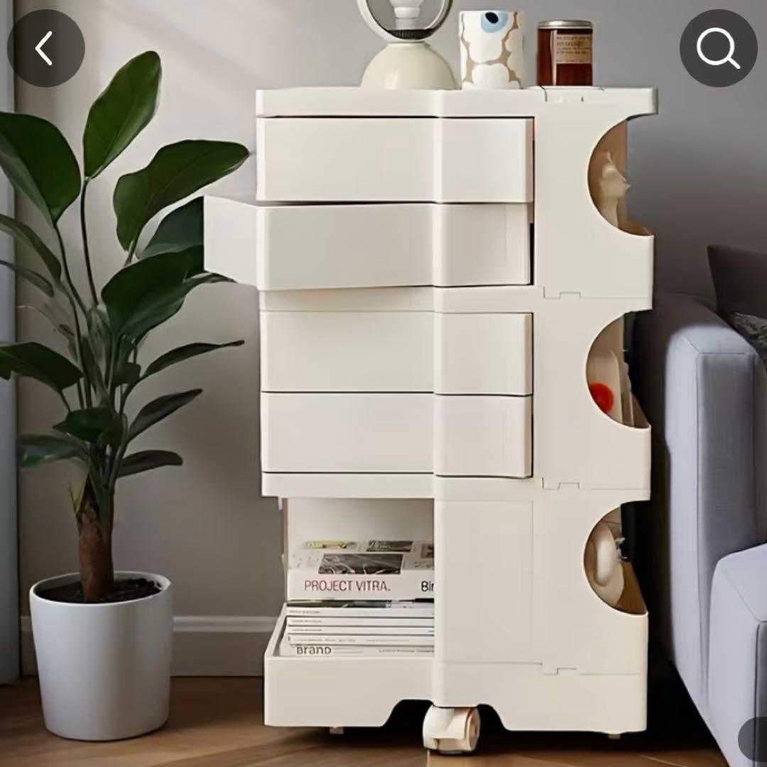 ホワイト 360度回転収納キャビネット