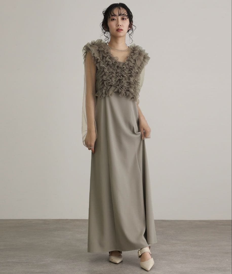 atlo オケージョンドレス　袖あり&ミモレ丈同窓会3点セットセレモニー結婚式