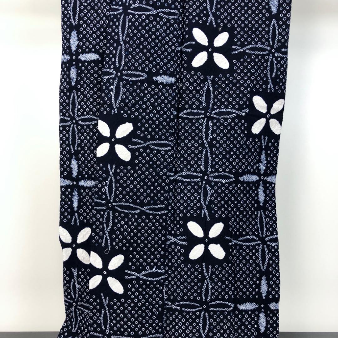 ☆ 夏着物 浴衣 有松鳴海本絞り 花模様 藍色 K-5077