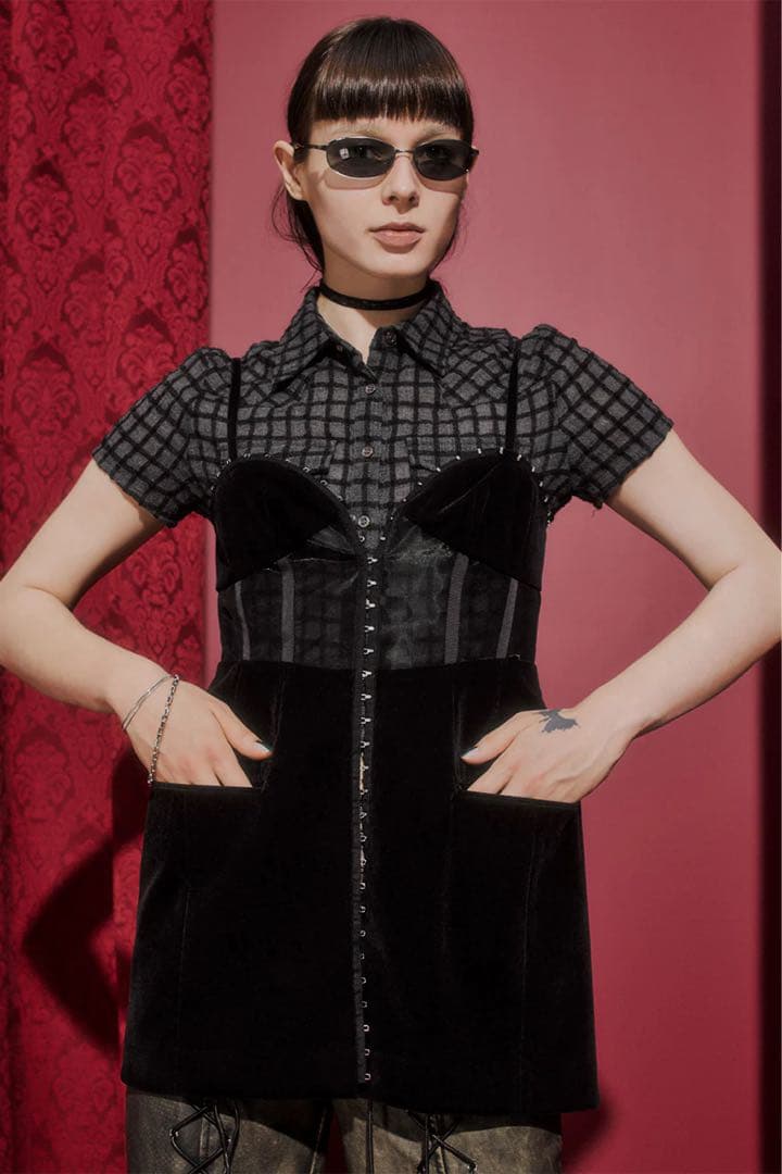【mmm】Velvet Tunic Bustier