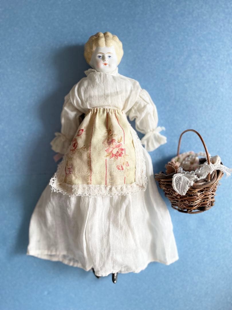 ドレス付き チャイナヘッドドール ブロンド 約30cm アンティークビスクドール