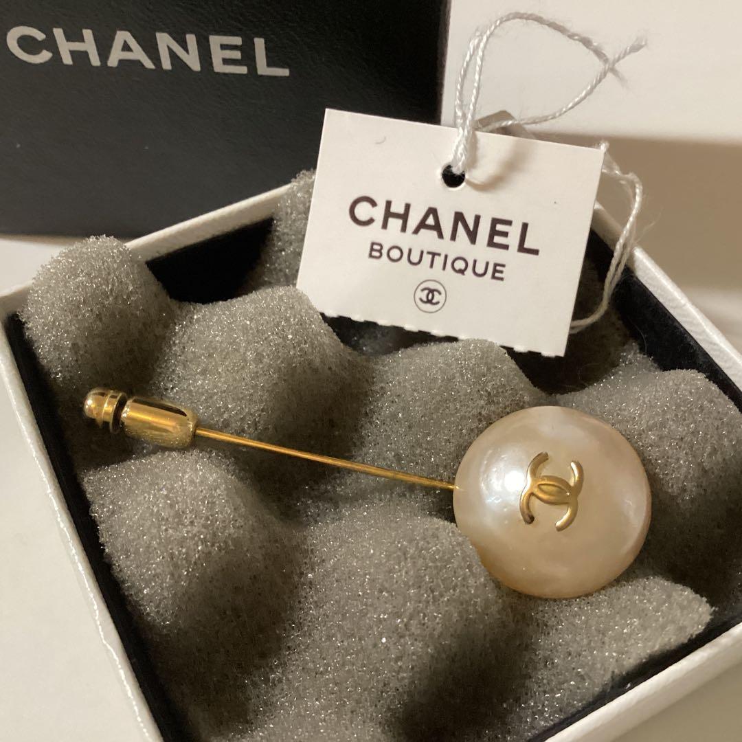 CHANEL ヴィンテージ ピンブローチ フェイクパール ゴールド ココマーク