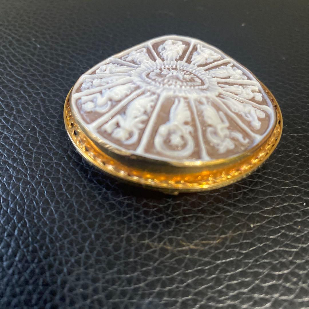 K18枠❤️カメオブローチ 十二星座 ヴィンテージ 一点物 貴金属 アンティーク