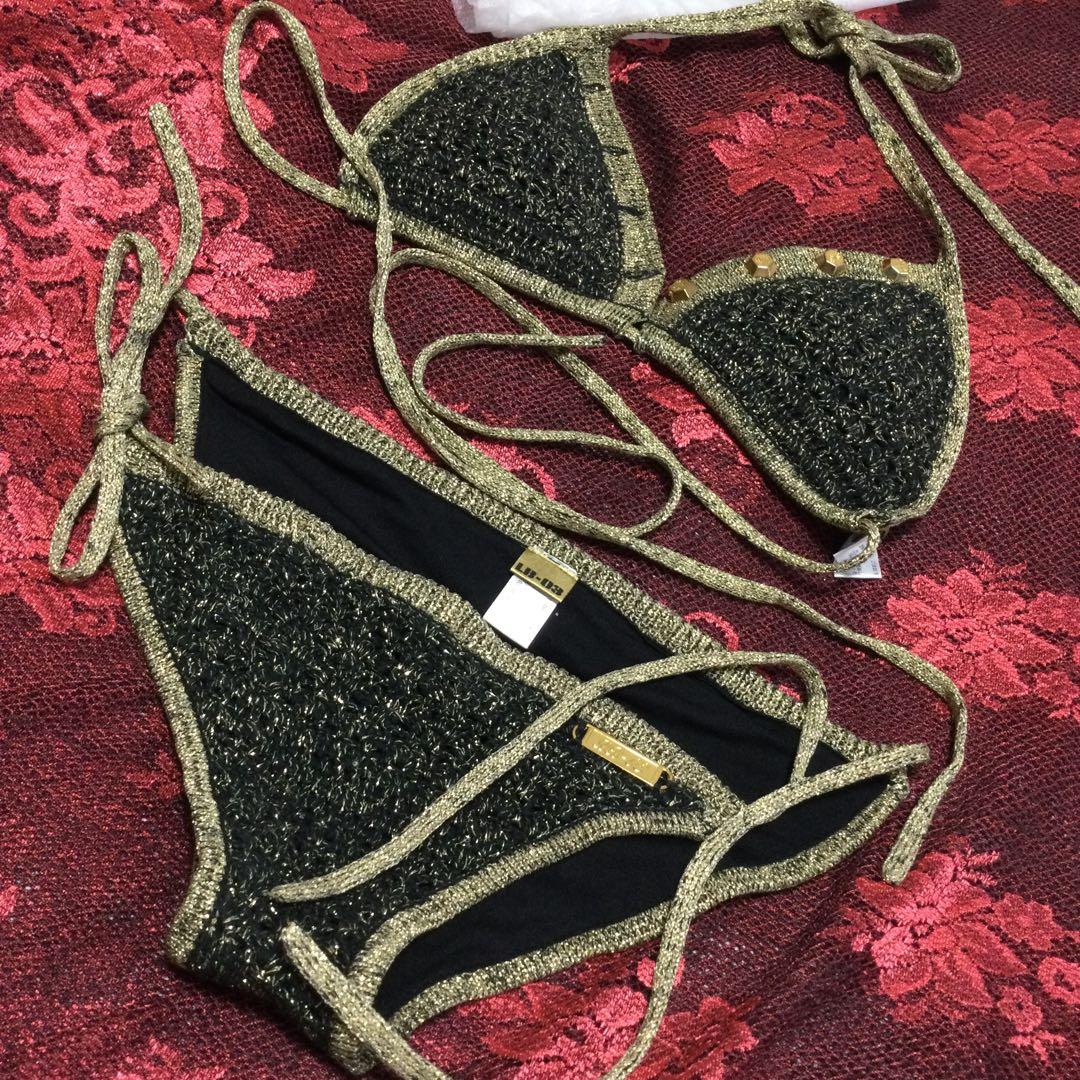 #0309 LB-03 ブラック&ゴールド トライアングル紐ビキニ0106(B)