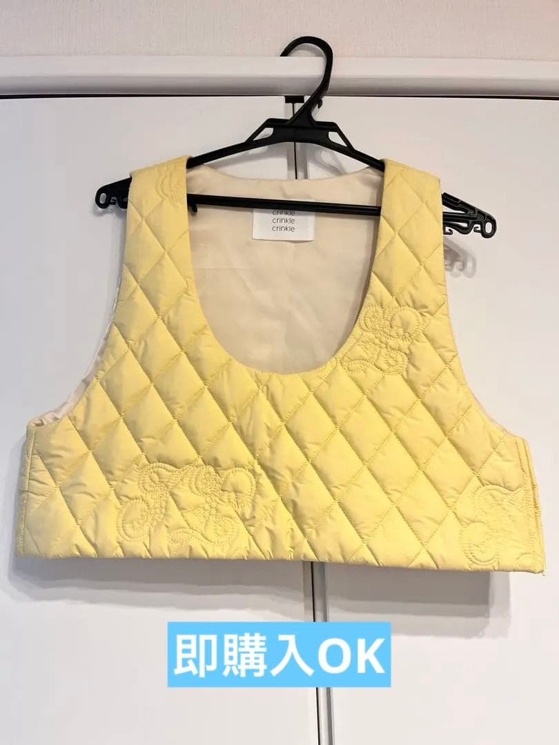 【crinkle】※レア※幻のイニシャルキルトベスト　イエロー　キルティング