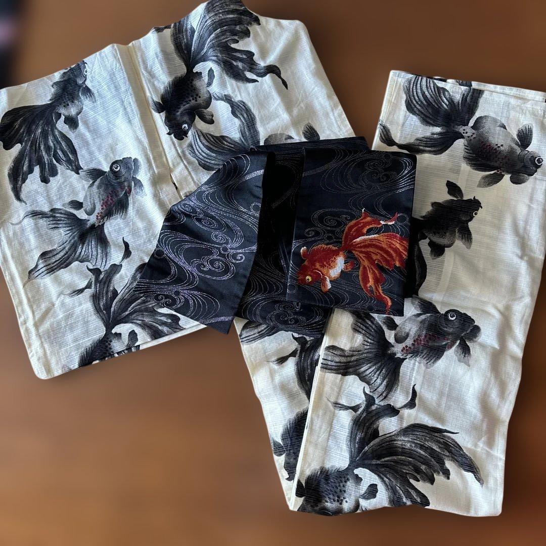 うらん岡重　金魚浴衣　背面居敷当て付き仕立て　レース三重紐付き