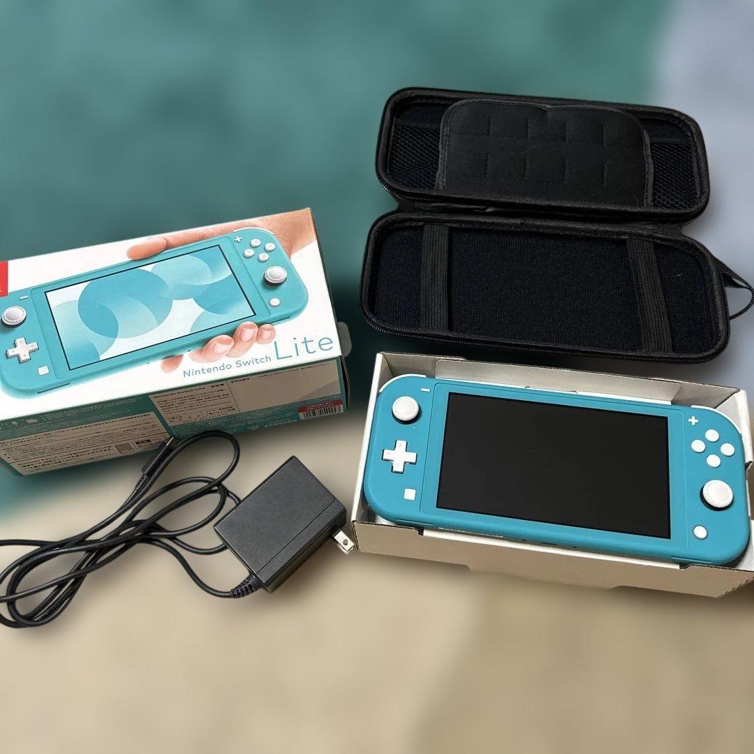 Nintendo Switch Lite ターコイズ 本体　箱、 ケース、充電器