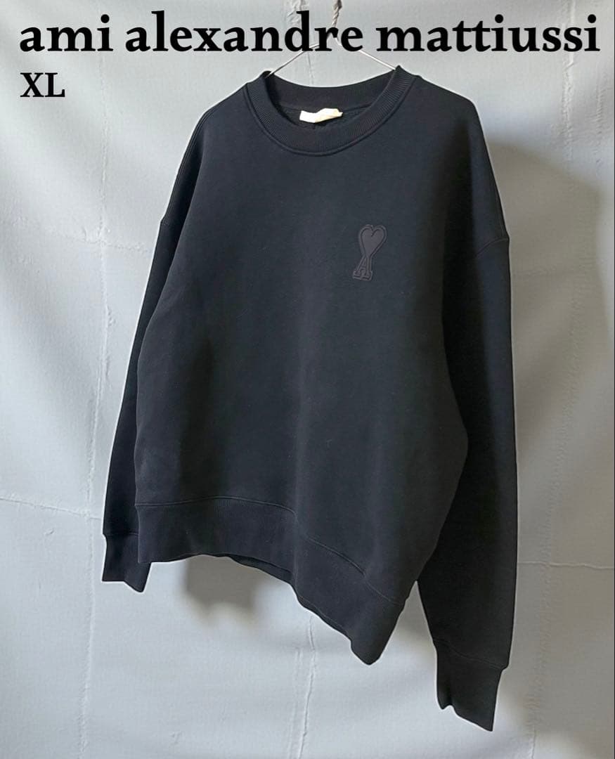 美品☆AMI Paris グラフィック スウェット XL ブラック　裏起毛