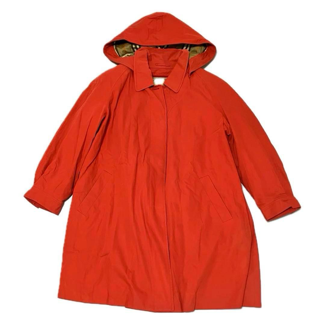 XL ライナー　バーバリーズ　ステンカラーコート　フード　ノバチェック　赤