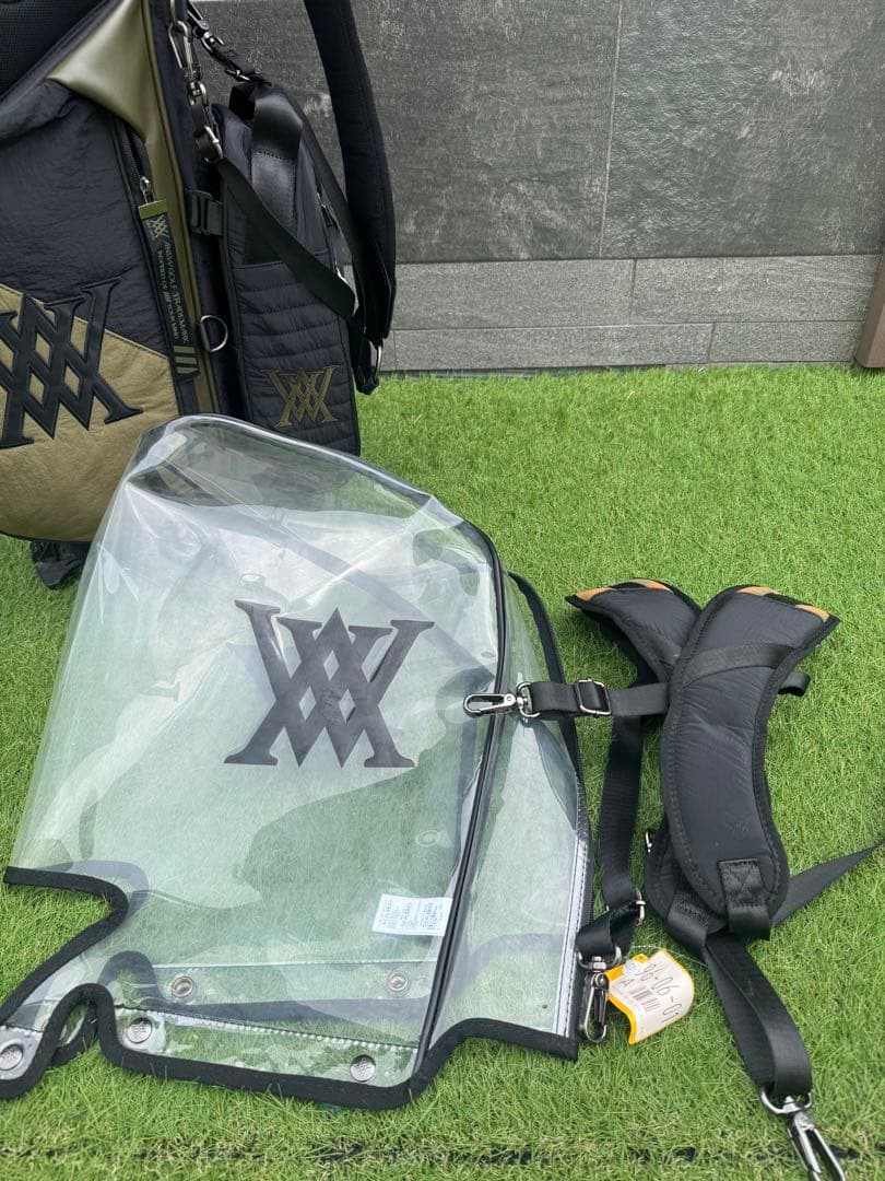 ANEW GOLF キャディバッグ ブラック/ カーキ　DRヘッドカバー付き