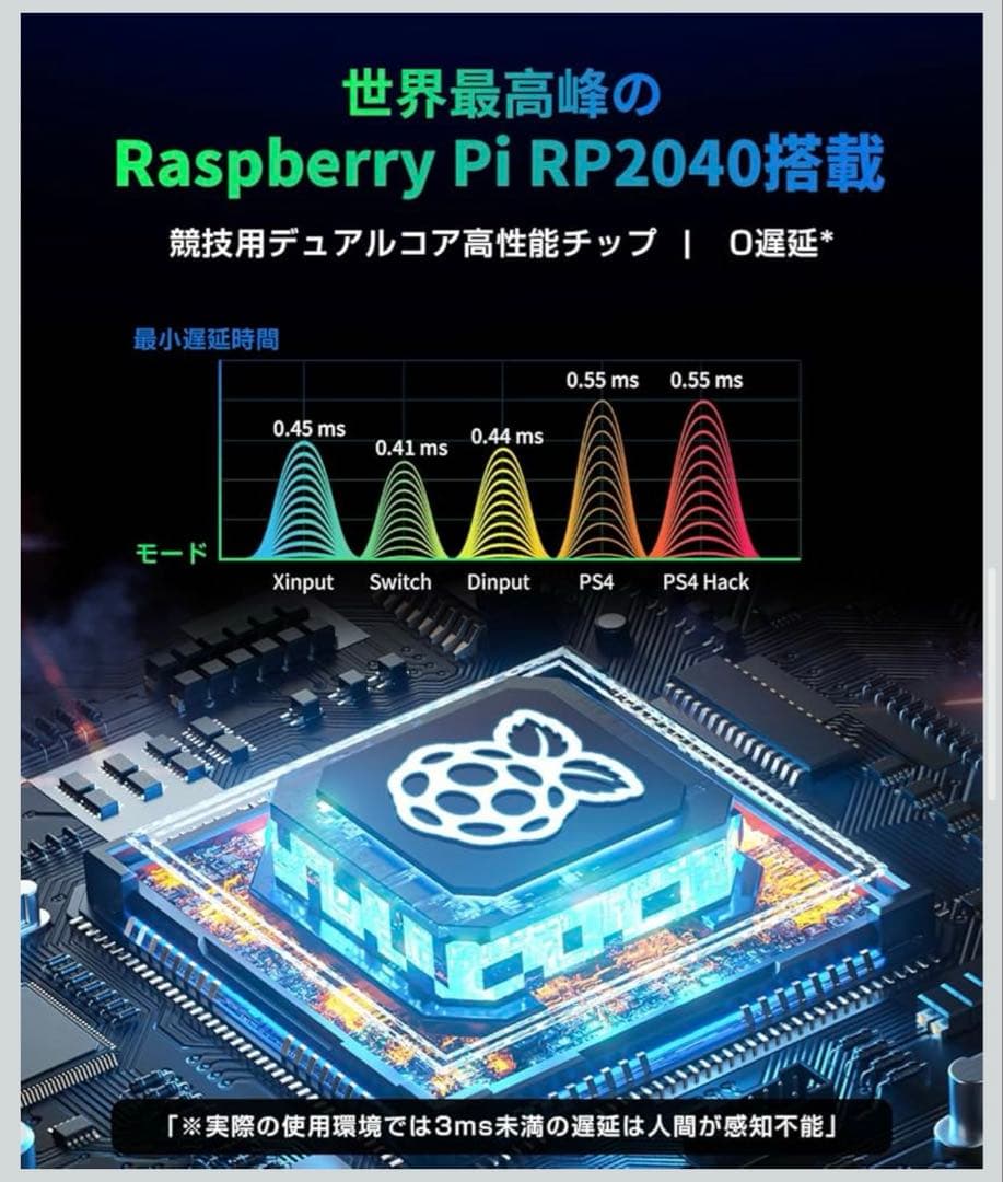 アケコン レバーレス コントローラー 全機種対応 16ボタン RP2040搭載