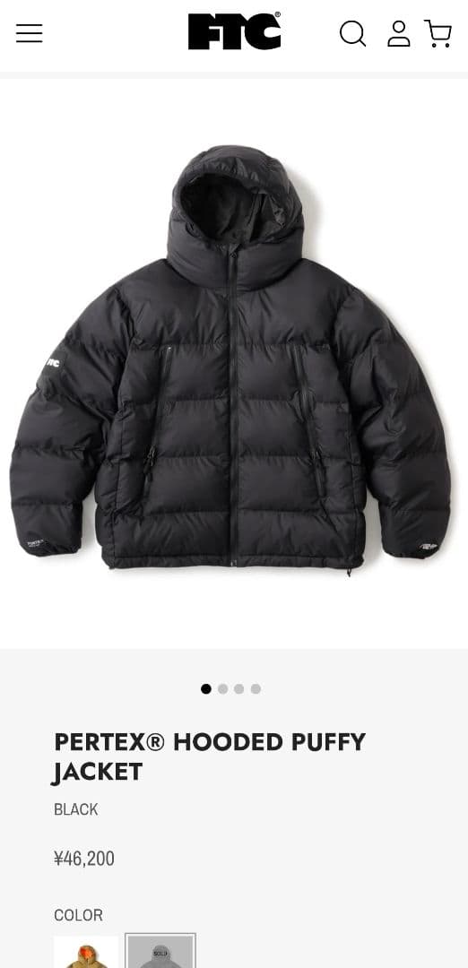 リ*ケ様 PERTEX® HOODED PUFFY JACKET BLACK L