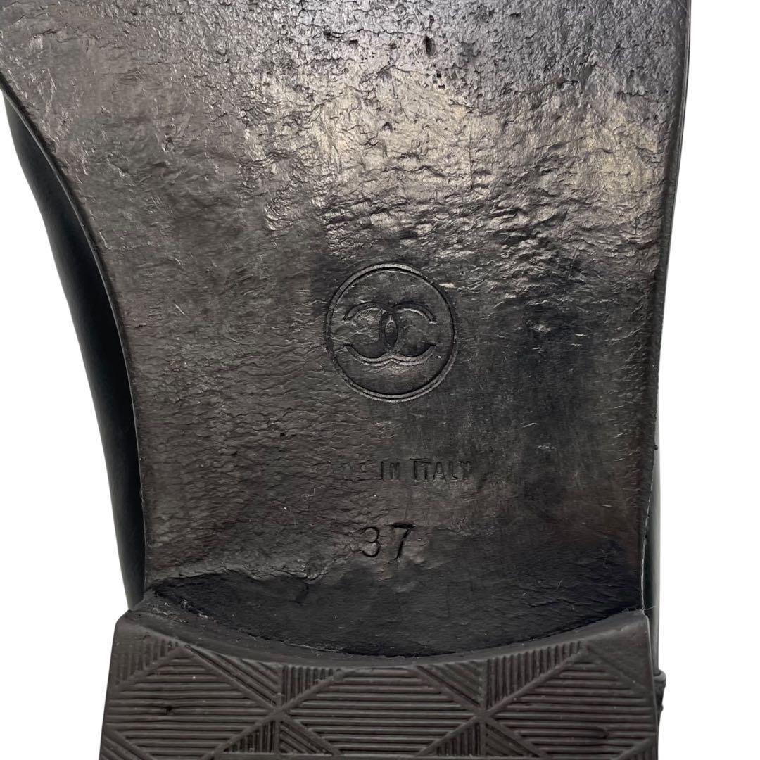 《超美品》シャネル ロングブーツ キルティング マトラッセ レザー 黒系 37