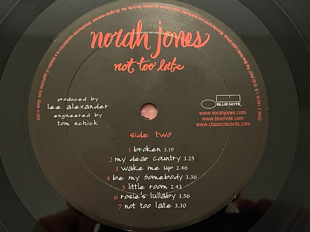 US盤 LP Norah Jones not too late アナログ盤
