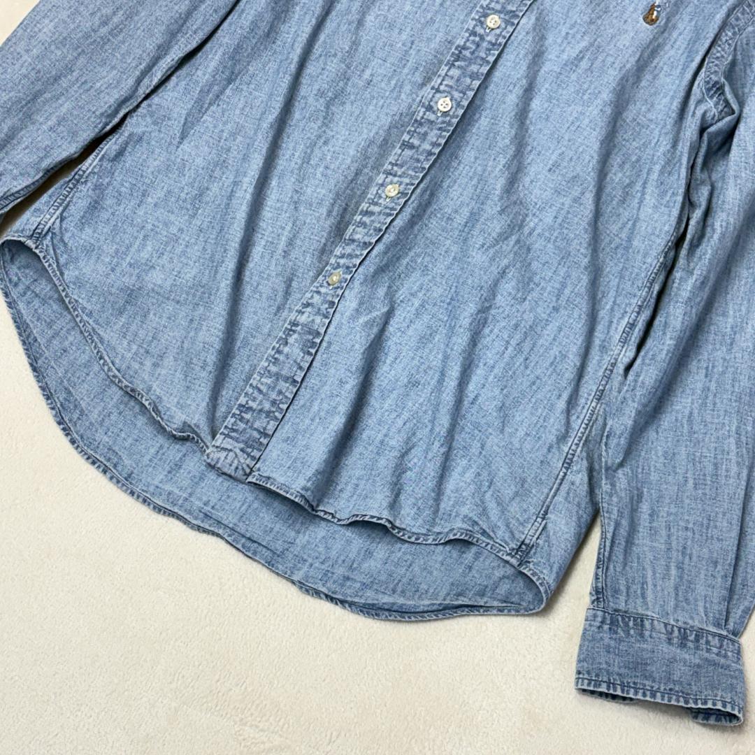 【美品】ラルフローレン ダンガリーシャツ L デニム マルチポニーオーバーサイズ