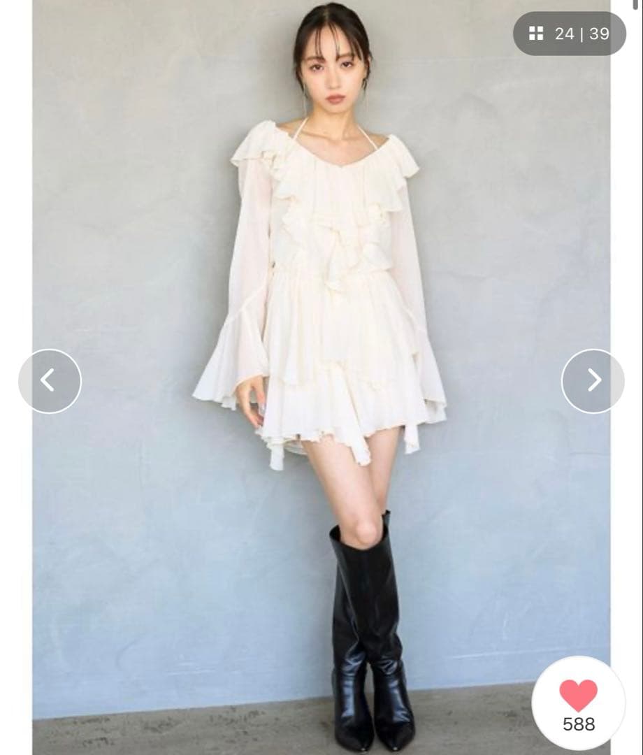 snidel シフォンフリルミニコンビワンピース