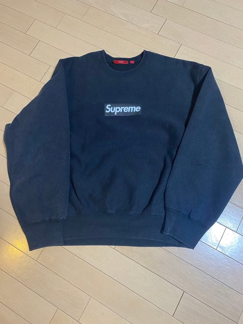supreme 25ss washed boxlogo crewneck（黒）
