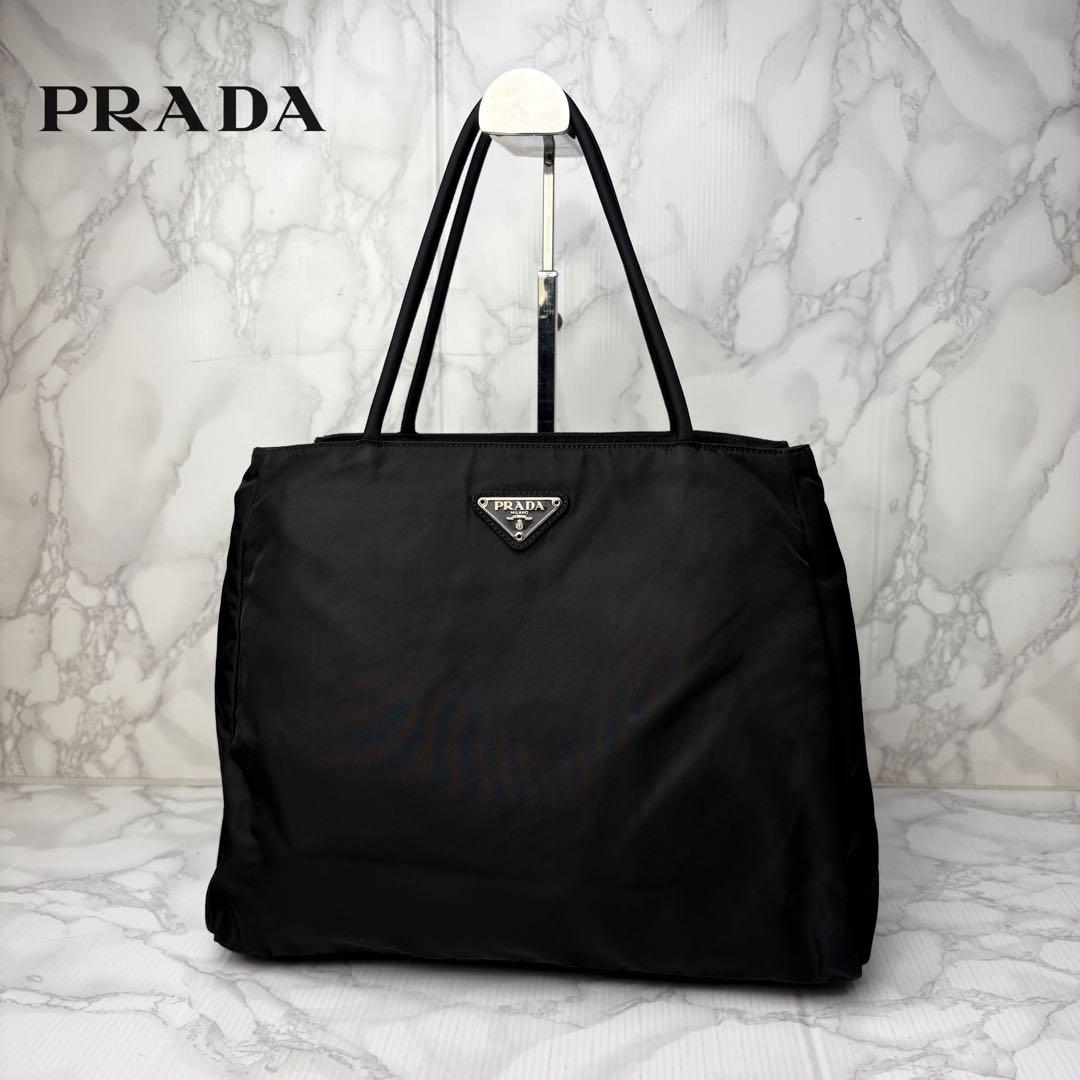 051 美品 PRADA ハンドバッグ トートバッグ 肩掛け 黒 lv3