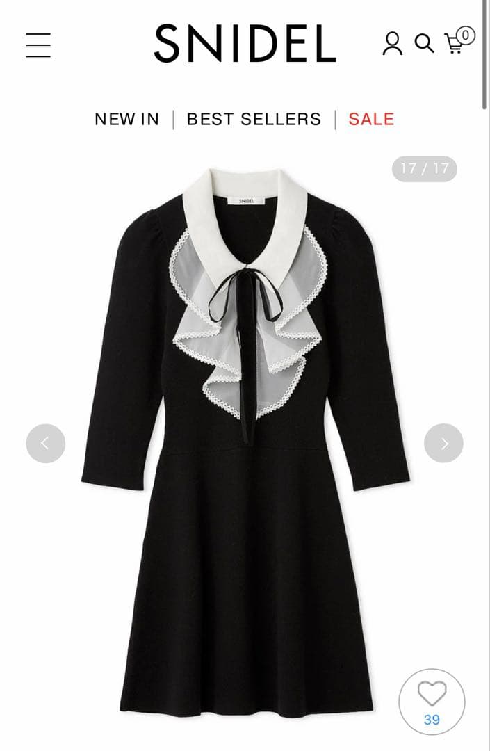 snidel スナ ラッフルミニワンピ 黒