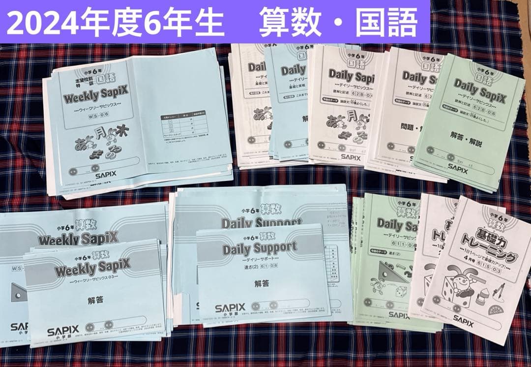 2024年度サピックスSAPIX 6年生テキスト　国語算数（一部）
