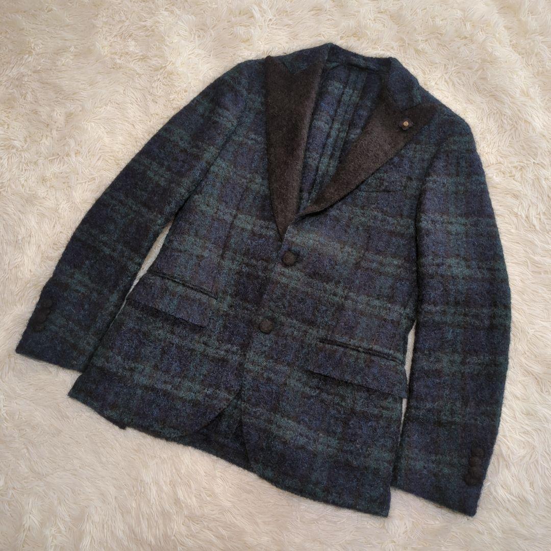 【極美品】LARDINI ラルディーニ　メンズチェック柄テーラードジャケット