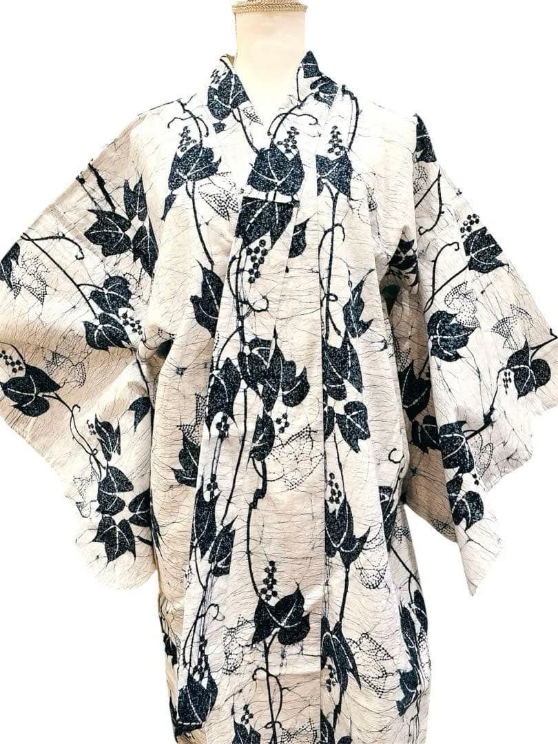 ろうけつ染め　浴衣　美品　ロウケツ染め