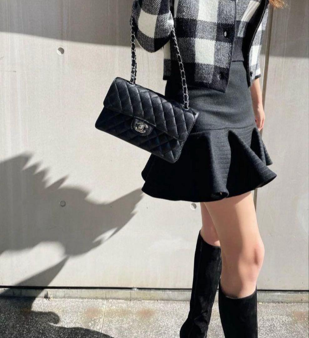 シェリエ　sheller ウールステッチフレアスカート　M