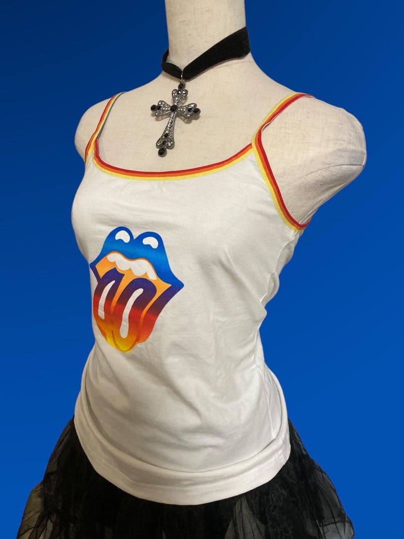 y2kローリングストーンズ虹キャミピチTバンTフェアリーグランジパンクロック古着