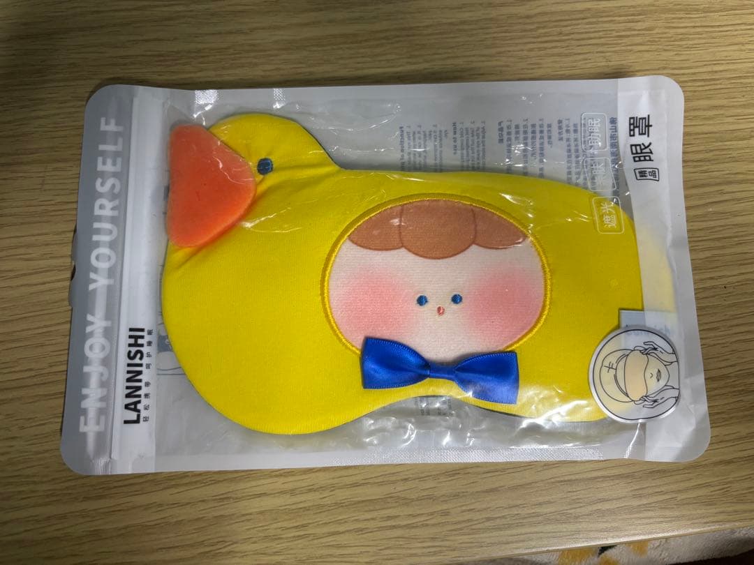 おすすめ❣️ アヒルモチーフ アヒル刺繍 ふわふわアイマスク　 韓国雑貨風