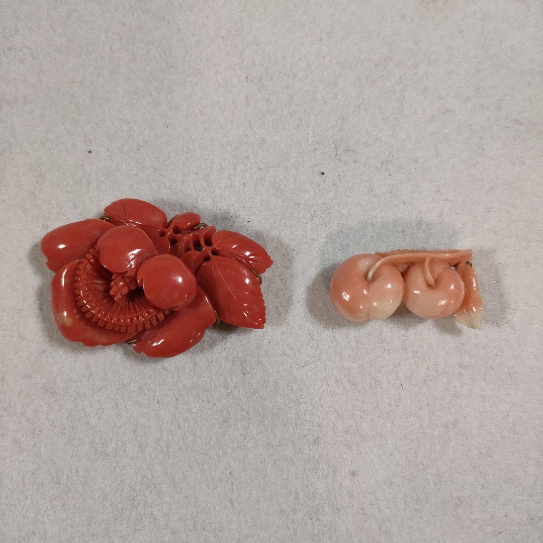 b76 超美品　本珊瑚　ピンクサンゴ　赤サンゴ　帯留　アンティーク