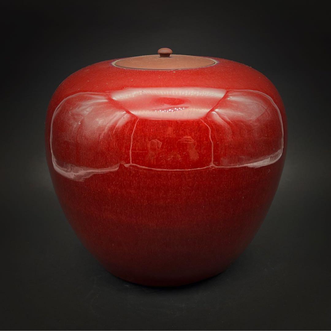 中国美術 古玩 紅釉壺 置物